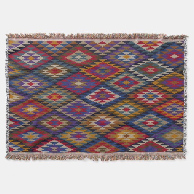Marockansk Kilim Boho-design Filt (Framsidan)