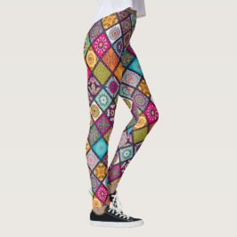Marockansk mandala, färgad etnisk stil leggings
