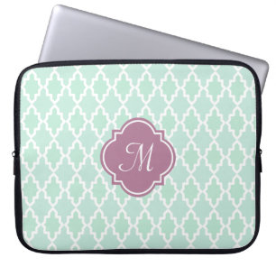Marockansk Monogram för Mint och för plommon Laptop Fodral