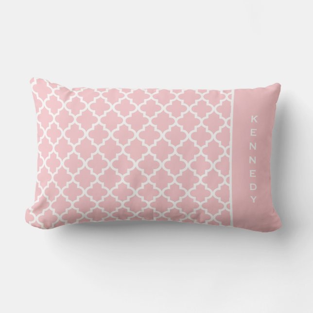 Marockansk monogramdynor | Ljusrosa Lumbarkudde (Framsida)