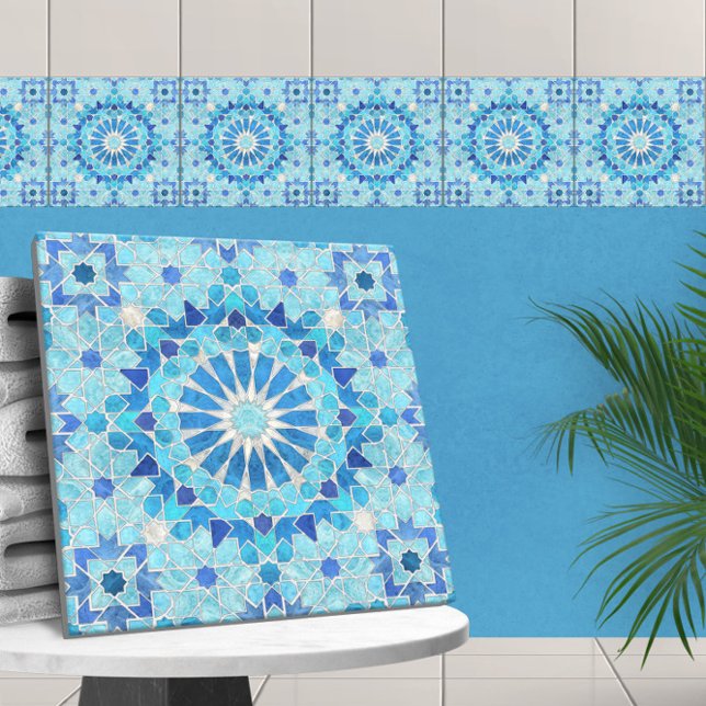 Marockansk Mosaic Himlar Blue och Pearl Kakelplatta (Skapare uppladdad)