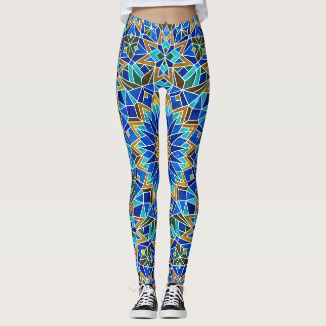 Marockansk mosaik: Arabisk, seamlös design Leggings (Framsida)