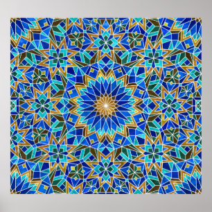 Marockansk mosaik: Arabisk, seamlös design Poster
