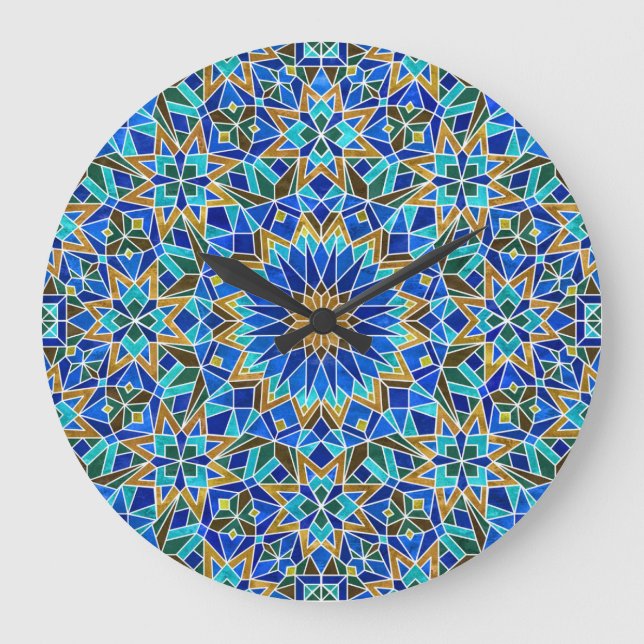 Marockansk mosaik: Arabisk, seamlös design Stor Klocka (Framsida)