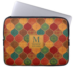Marockansk mosaik geometrisk sömlös aztekisk mönst laptop fodral