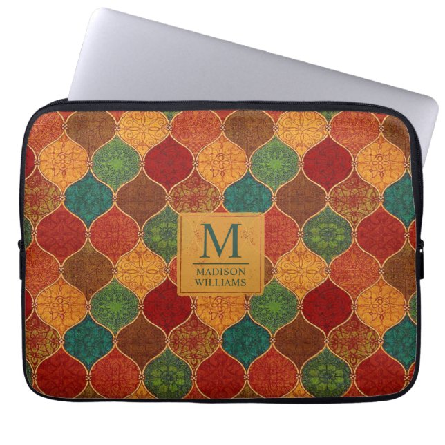 Marockansk mosaik geometrisk sömlös aztekisk mönst laptop fodral (Framsidan)