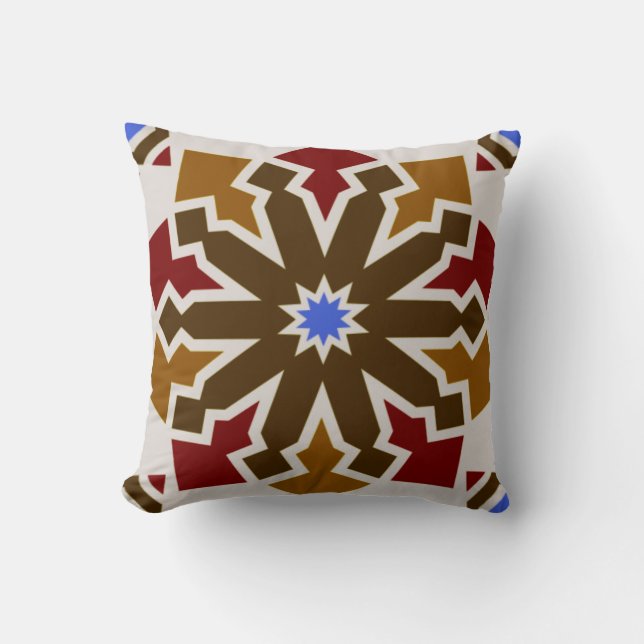 Marockansk mosaik Tile Flower Arabiska Geometric A Kudde (Framsida)