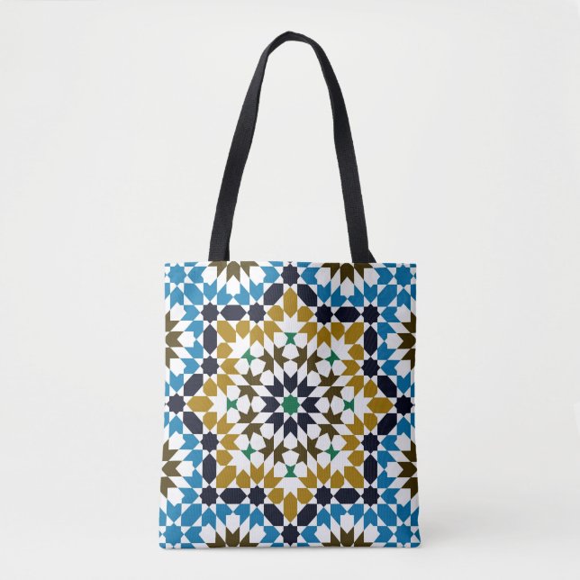 Marockansk mosaik traditionell geometrisk bohemisk tygkasse (Framsida)