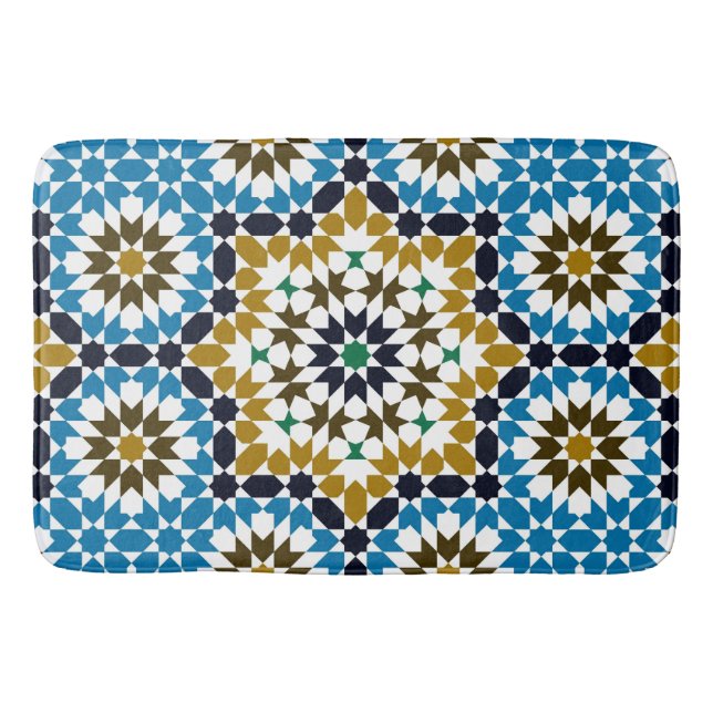 Marockansk mosaik traditionell geometrisk boho-mön badrumsmatta (Framsidan)