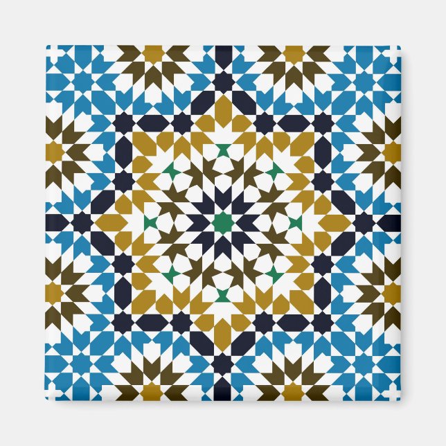Marockansk mosaik traditionell geometrisk boho-mön magnet (Framsidan)