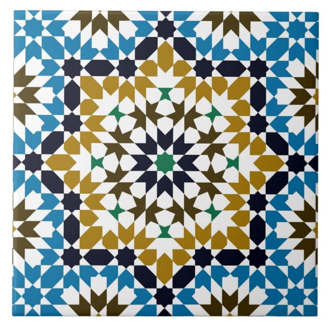Marockansk mosaik traditionell geometrisk mönster kakelplatta (Framsidan)