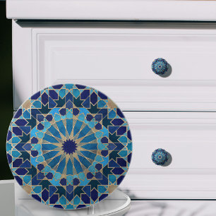 Marockansk mosaikblå och guld knopp