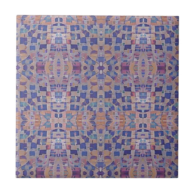 marockansk mosaikinspirerad design blå beige kakelplatta (Framsidan)