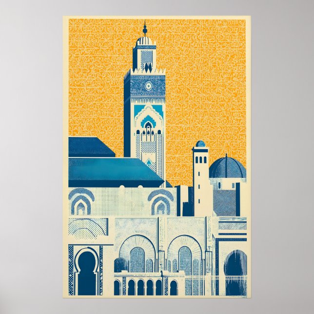 Marockansk moské konsttryck Islamsk geometrisk Poster (Framsidan)