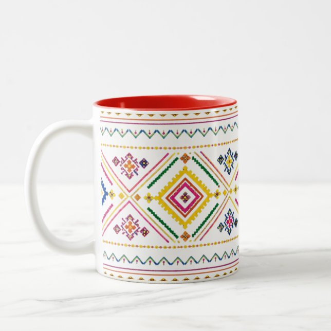 Marockansk Mugg Med Mönster | Boho Tribal Geometri (Vänster)