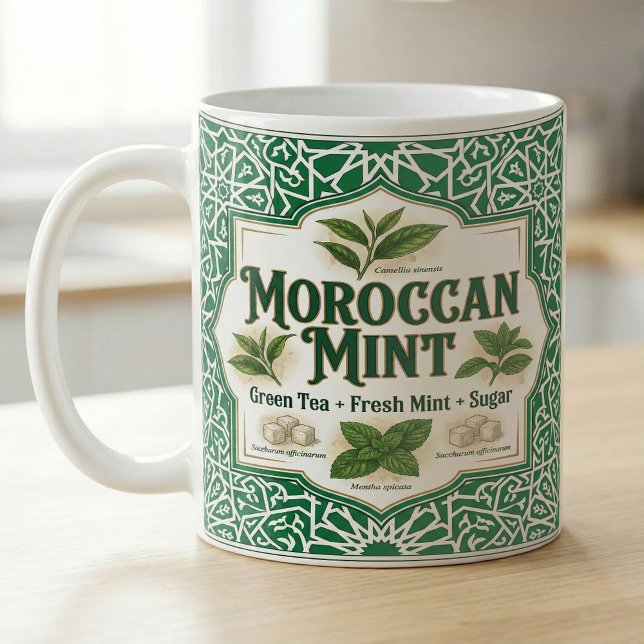 Marockansk Myntte Botanisk Recept Kaffemugg (Skapare uppladdad)