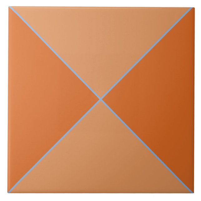 Marockansk orange blå och terracotta diamantbricka kakelplatta (Framsidan)