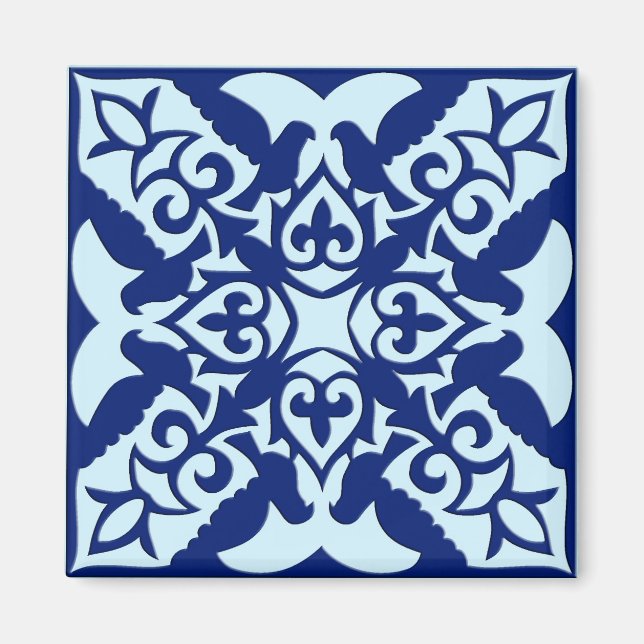 marockansk panel - marin och ljusblå magnet (Framsidan)