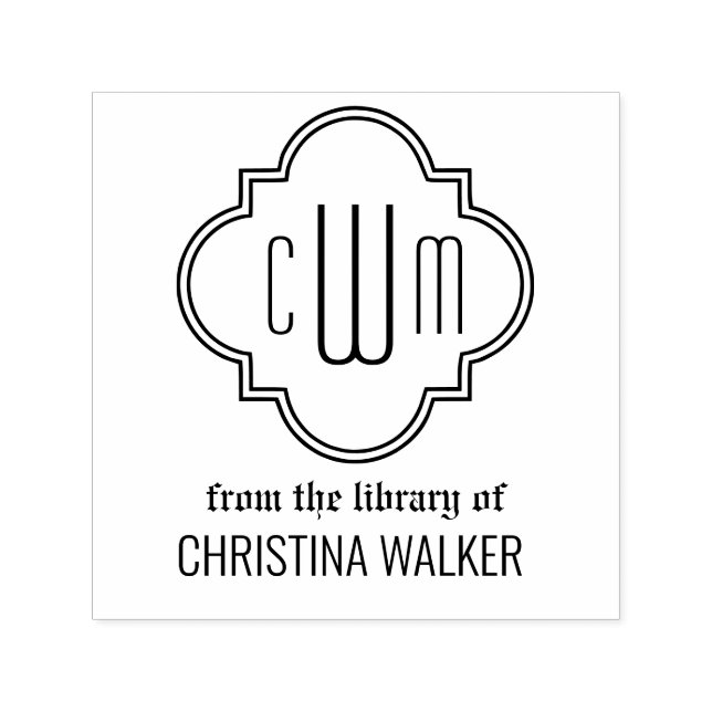 Marockansk Quatrefoil 3 Initial Bibliotek Bok Namn Självfärgande Stämpel (Design)