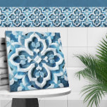 marockansk Quatrefoil Blue och White Marble Kakelplatta<br><div class="desc">marockansk Quatrefoil Blue och White Marble</div>