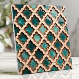 Marockansk Quatrefoil Tile Teal Rustic Vintage Kakelplatta