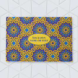 Marockansk ruta i blått och Gult med eget textområ