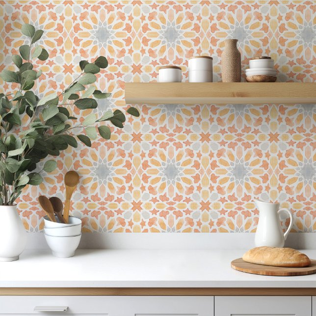 marockansk ruta i orangens vattenfärg kakelplatta (Skapare uppladdad)