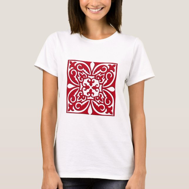 marockansk ruta - mörk röd och vit t shirt (Framsida)