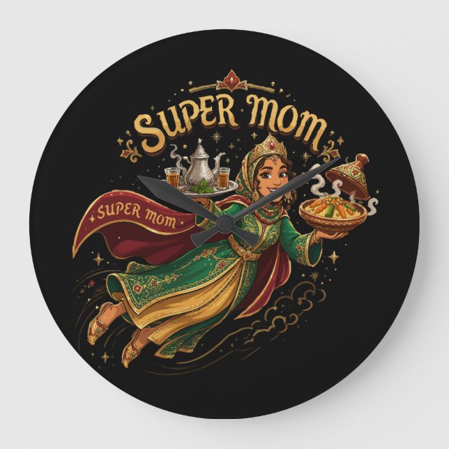 Marockansk Super Mamma - Morsdagspresent Stor Klocka (Framsida)
