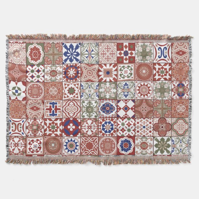 marockansk tegelsten - burgundisk och blå filt (Framsidan)