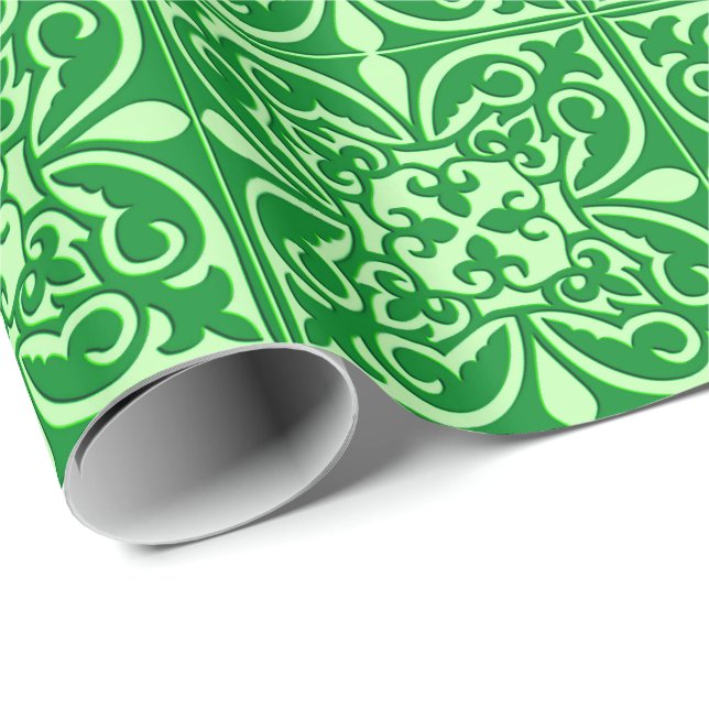 marockansk tegelsten - emerald grönt presentpapper (Rullad Hörn)