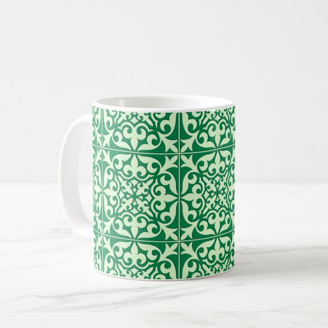 marockansk tegelsten - emerald och ljust grönt Mug Kaffemugg (Framsida vänster)