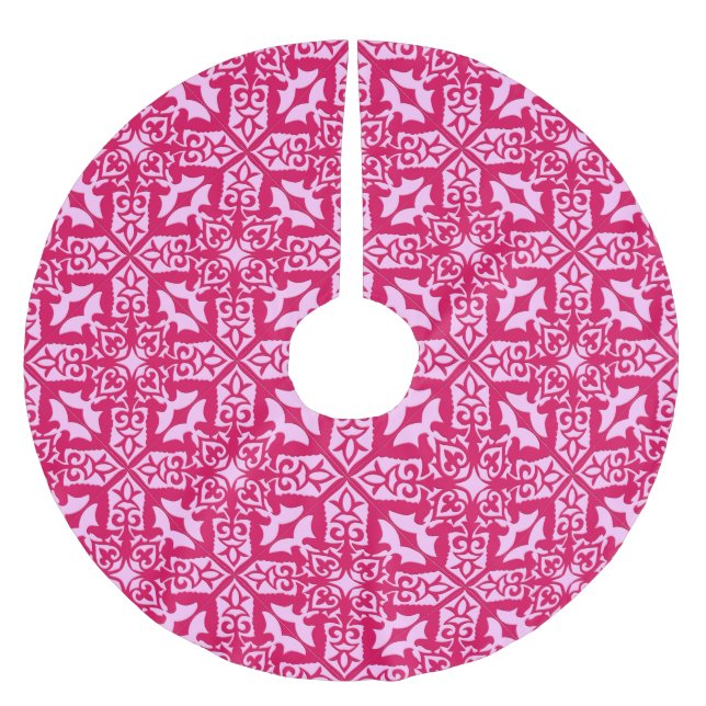 marockansk tegelsten - fechsia och ljus rosa julgransmatta borstad polyester (Framsidan)