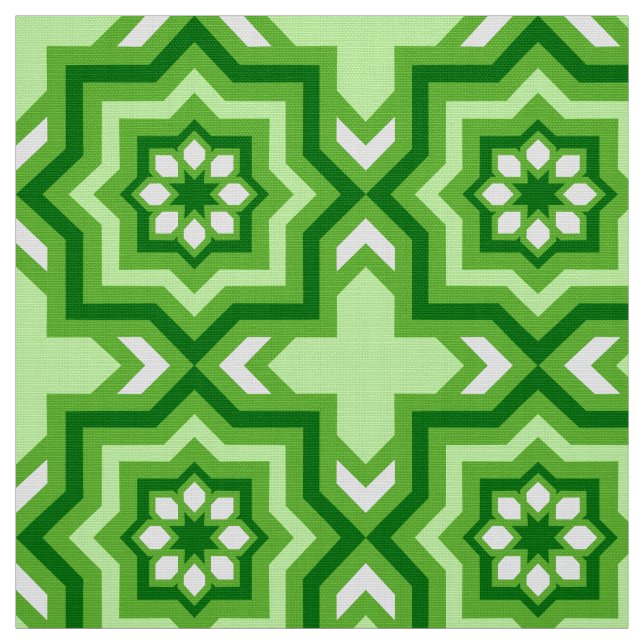 marockansk tile, Emerald, Lime Green and White Tyg (Provkarta)