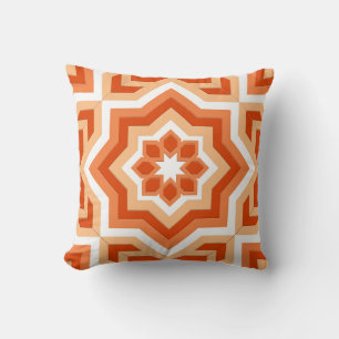 marockansk tile, mandarin-Orange och lätt Orange Kudde