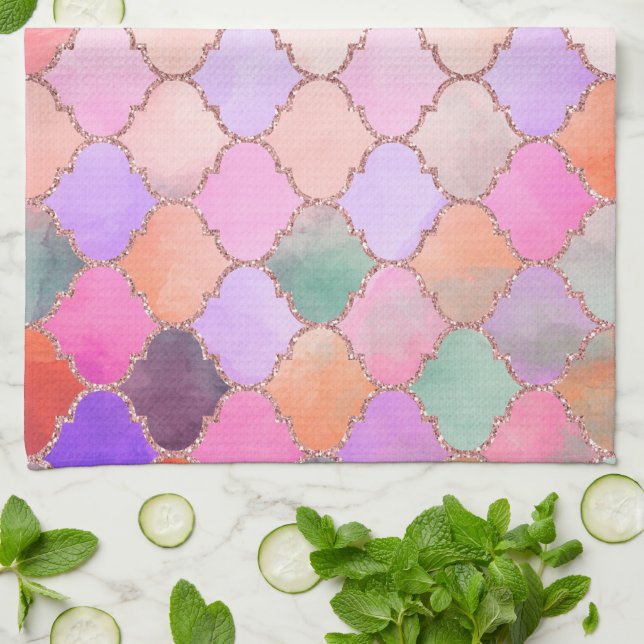 Marockansk Tile Mönster Kökshandduk (Vikta)