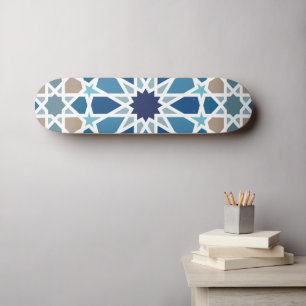 Marockansk Tile Mönster Mini Skateboard Bräda 18,5 Cm