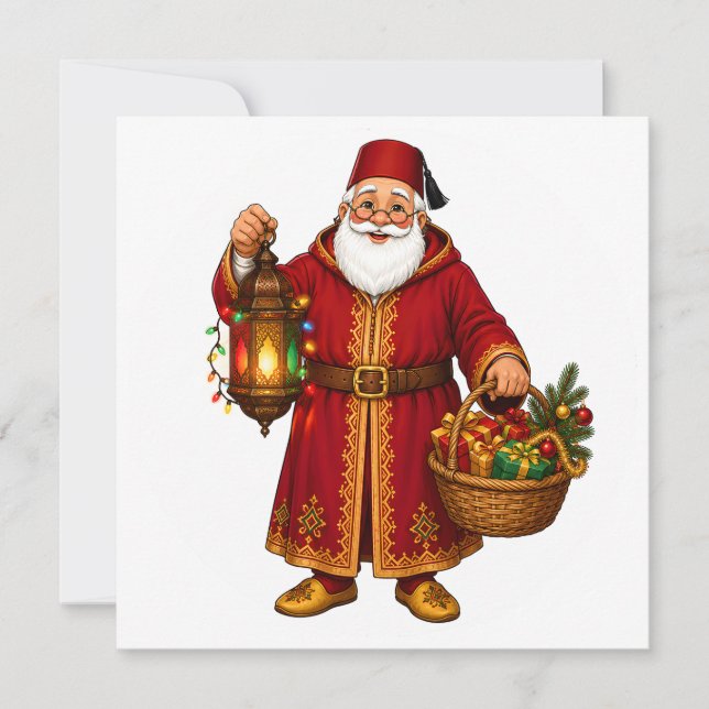 Marockansk tomte med lykta-ornament inbjudningar (Framsida)