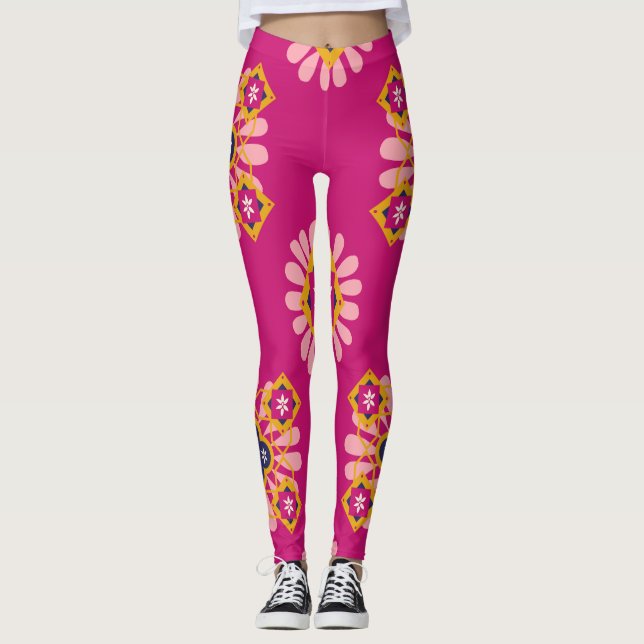 Marockansk traditionell Marrakech-platta Leggings (Framsida)