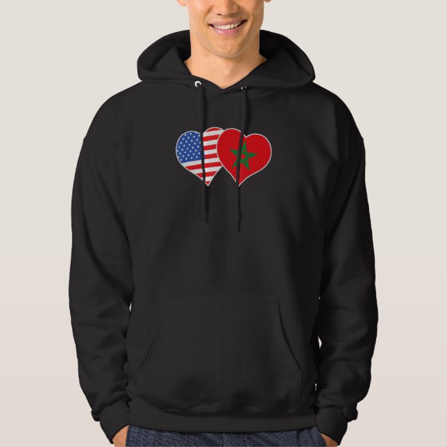 Marockanska amerikanska Flagga Marocko USA Hoodie (Framsida)
