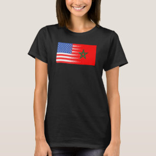 Marockanska amerikanska Flagga Marocko USA T Shirt