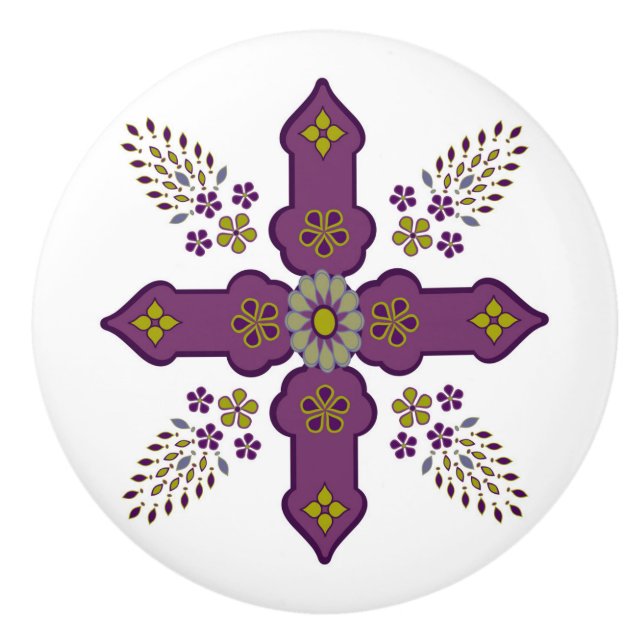 Marockanska arabiska blommor inspirerade till låde knopp (Framsidan)