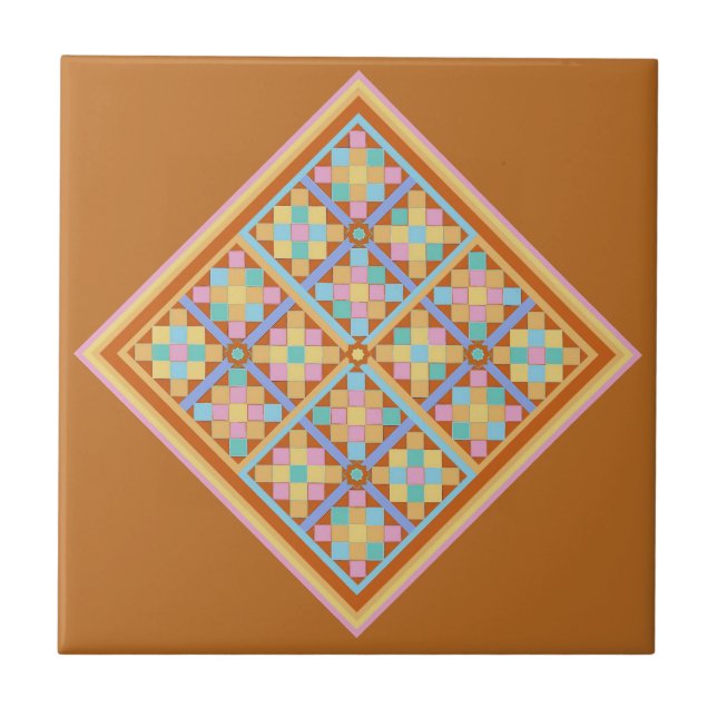 Marockanska block, diamant på terracotta kakelplatta (Framsidan)