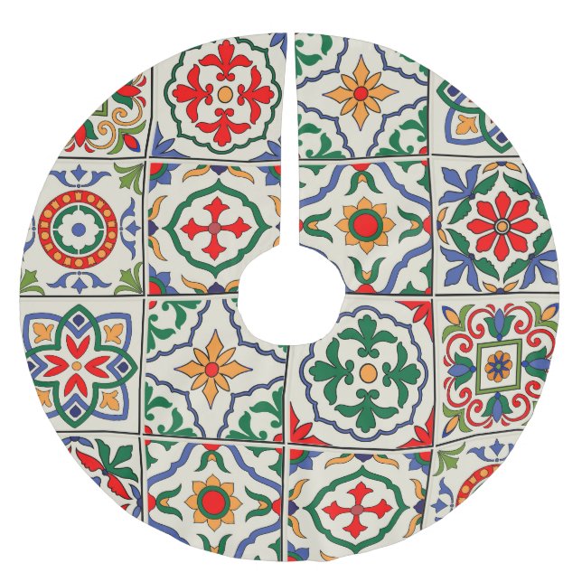 Marockanska brickor: Färgfull sjölös Mönster. Julgransmatta Borstad Polyester (Framsidan)