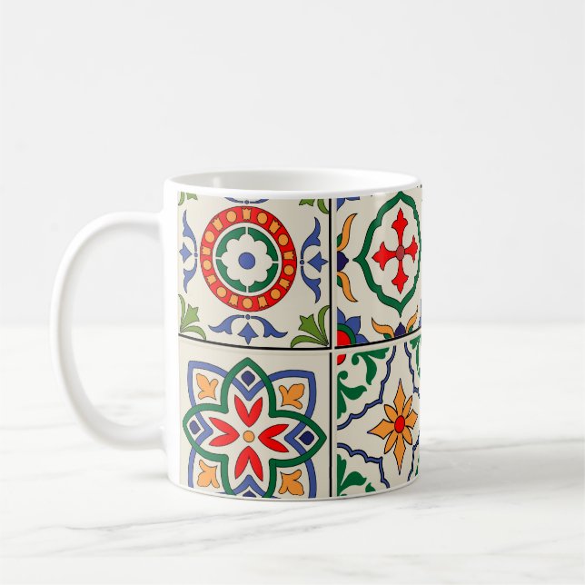 Marockanska brickor: Färgfull sjölös Mönster. Kaffemugg (Vänster)