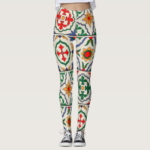 Marockanska brickor: Färgfull sjölös Mönster. Leggings
