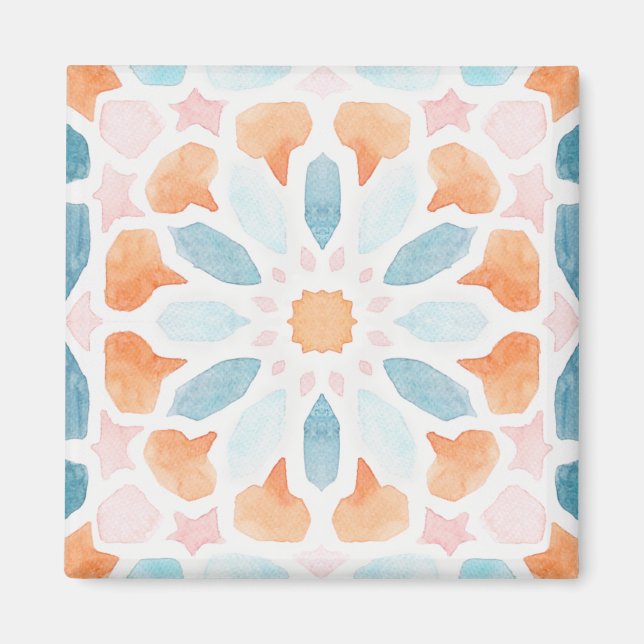 Marockanska kudden stil i blått och orange stil 2 magnet (Framsidan)