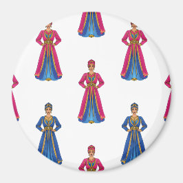Marockanska kvinnor i den traditionella Mönster Magnet