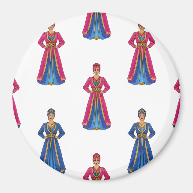 Marockanska kvinnor i den traditionella Mönster Magnet (Framsidan)