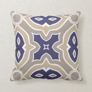 Marockanska marinblått och Taupe Kudde